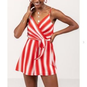 Leslie striped surplice romper